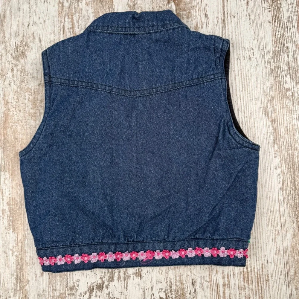 Smily Vintage Girls‎ Denim Vest Embroidered Flowers Kite Blue Size 86